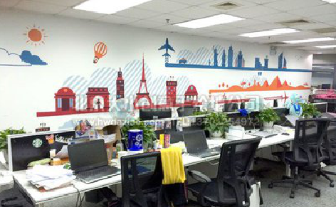 上犹教你设计办公室墙绘的方法。