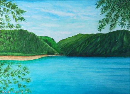 上犹在墙绘中，如何绘画绿水青山？