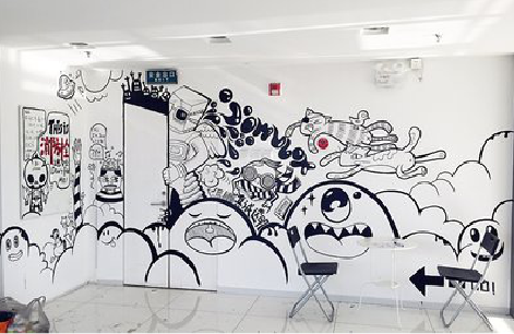 上犹手绘墙并非传统涂鸦。